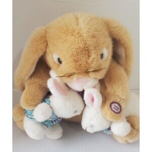 Dan Dee Easter Bunny Plush Animated 2 baby Bunnies Tells A Story Light Up Rabbit